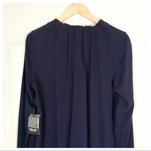 NWT Simply Vera Vera Wang Navy Long Sleeve Blouse - Picture 9 of 14
